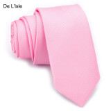 De L'isle 5cm韩版纯色窄领带 休闲 结婚 伴郎 男士商务 女士职业学生 礼盒装 粉色