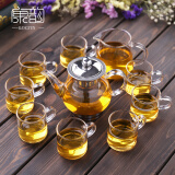 康韵 耐热玻璃茶具套装功夫茶具家用透明带过滤玻璃泡茶壶公道杯茶杯