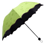 访客【雨伞】晴雨两用 创意雨伞 折叠伞男女通用太阳伞遮阳伞防晒伞 遇水开花绿色