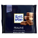 德国巧克力ritter sport 瑞特斯波德巧克力 榛仁浆夹心巧克力100g