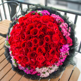 来一客520情人节鲜花99朵红玫瑰花束生日礼物表白求婚同城配送全国 99朵红玫瑰黑纱相思梅款
