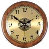 凯恩斯（KAIENSI） 大厅欧式挂表美式圆形家用实木创意钟表时钟挂钟客厅装饰大号 6010橡木色数字盘【30厘米】