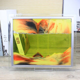 贝鲁斯 沙漏摆件玻璃流沙画3D山水画家居装饰品儿童礼物创意办公室桌面 橙黄 10寸（长30cm，宽25cm）