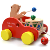 诗贝琪宝宝拖拉学步玩具拉车儿童手拉绳拉线拉着走的玩具车男女孩推推乐 小熊敲鼓拉车