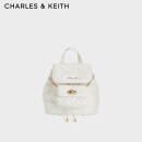 CHARLES&KEITH24春季新品菱格大容量柔软多用背包包女包双肩包女士CK2-60151400 Cream奶白色 S