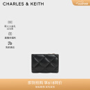 CHARLES&KEITH柔软菱格多卡位短款钱包女CK6-50770524-2 Black黑色 XXS