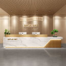 CNGAGUOJJ公司酒店大厅前台接待台现代中式收银台原木色美容院吧台培训机构 3.2米二抽屉二键盘