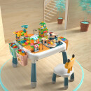 费乐（FEELO）大颗粒拼装儿童玩具兼容乐高多功能收纳积木桌节日礼物300颗粒