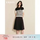 ERDOS 春夏趣味小喷气飞机刺绣航海条纹圆领半袖女针织T恤 冰川白 160/84A/M