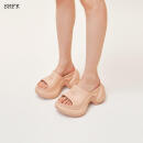 SMFK[预售]WAVE高跟运动拖鞋 SL002B1 厚底增高时髦一字拖 9.5cm 肤色 预售5.6 36