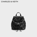 CHARLES&KEITH24春季新品菱格大容量柔软多用背包包女包双肩包女士CK2-60151400 Noir黑色 S