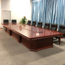 途享  大型高档会议桌实木长桌椅时尚组合长方形会议室桌可定制 6*2m会议桌+16把皮质转椅