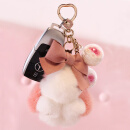 米勒斯可爱小兔子生肖钥匙链挂件毛绒玩偶钥匙扣女情人节礼物520儿童 粉白色