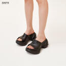 SMFK预售WAVE高跟运动拖鞋SL002B1厚底增高时髦一字拖9.5cm姜珮瑶同款 荒野黑 预售5.18 38