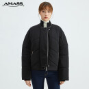 阿玛施（AMASS）新款立领新雪丽棉服外套上衣女5400510 黑 M(3码)