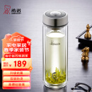 希诺抗菌玻璃杯双层商务办公车载水杯男高档泡茶杯子XN-9303 360mL