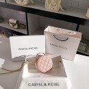 CAEISL & KCIEL官网 C K2023新款女包小众原创设计质感菱格链条迷你小圆包斜挎包 粉色 专柜高档品质