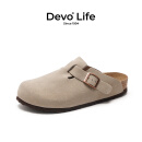 Devo Life的沃软木拖鞋包头半拖情侣款休闲法式拖鞋 3624 灰色反绒皮 37