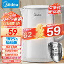 美的（Midea）电水壶热水壶  大容量家用烧水壶 双层防烫开水壶 304不锈钢无缝内胆 大功率快速烧水沸腾多重防护 【一键开盖I无缝内胆】HJ1566 1.5L