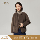 OVV2022秋冬新款女装澳毛羊羔绒棉服外套牛角扣双面穿棉袄 红棕A4 M