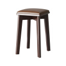 益美得 MQ771 轻奢全实木软包方凳可叠摞高凳板凳结实餐椅 胡桃色+咖色