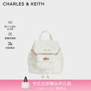 CHARLES&KEITH菱格大容量柔软多用背包双肩包包女包生日520礼物CK2-60151400 Cream奶白色 S