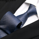 诺斯.马丁真丝领带男士正装商务日常职场手打7.5cm宽礼盒装520情人节礼物 蓝灰色