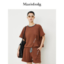 Marisfrolg【商场同款】玛丝菲尔2023年夏季新款咖色字母刺绣时尚减龄套装 咖色 2XL