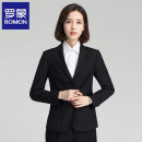 罗蒙 西服套装女士职业装韩版修身单西正装商务OL女式面试工作通勤西装外套 黑色 2XL套装