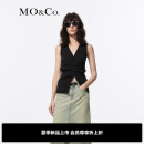 MO&Co.2024夏新品含醋酸V领修身针织马甲背心针织开衫MBD2CART56 黑色 M/165