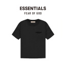 FEAR OF GOD ESSENTIALS植绒背部LOGO系列棉质圆领短袖T恤男女美式宽松经典潮流打底内搭 青黑色 S