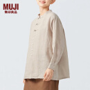 无印良品（MUJI）女式 麻盘扣衬衫 新中式女士汉麻衬衣外套内搭长袖上衣 淡黄色 M  160/84A