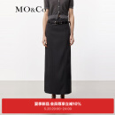 MO&Co.2024夏新品双耳仔中低腰直筒开叉半身裙黑色灰色MBD2SKT023 深花灰色 S/160