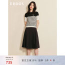 ERDOS 春夏趣味小喷气飞机刺绣航海条纹圆领半袖女针织T恤 冰川白 160/84A/M