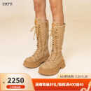 SMFK高筒沙漠靴系带设计厚底舒适吴宣仪同款S0011YG/F 小麦色 36