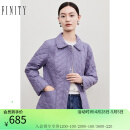 菲妮迪品牌棉衣棉服秋季简约紫色保暖轻薄通勤外套 紫色 XL