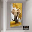 个个熊入户抽象挂画玄关装饰画大象过道晶瓷画轻奢走廊尽头大气壁画T B 60*120cm(铝合金框+油画布)