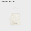 CHARLES&KEITH24夏新品纯色褶皱磁吸手提斜挎托特包女CK2-30782347 Cream奶白色 S