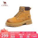骆驼（CAMEL）经典大黄靴反绒系带粗跟户外工装靴短靴 L23W076065 土黄 37