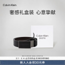Calvin Klein Jeans【520礼物】男士双面用ck金属板扣平滑扣牛皮腰带HC589H38 001-太空黑 90cm
