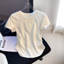 俞兆林T恤女士夏季薄款显瘦收腰圆领打底百搭休闲短袖白色上衣