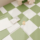 方块拼接地毯自粘客厅日式爬行垫简约卧室床边毯垫易打理满铺垫子 米白+浅绿 50厘米*50厘米【8片装】