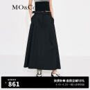 MO&Co.中高腰长款压褶宽松A字半身裙伞裙(附腰带)设计感裙子 黑色-第2批 M/165