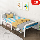 单人折叠床简易铁艺家用成人木板办公室午休午睡床便携式小床 100CM宽-蓝条款 加粗加厚