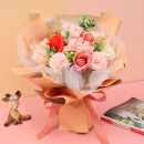 初朵 14朵玫瑰花束香皂康乃馨鲜同城配送花520情人节礼物送女朋友纪念