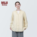 无印良品（MUJI）女式木棉混双层纱织长袖罩衫女士衬衫衬衣外套早春新品  BC2IZC4S 原色 M(160/84A)