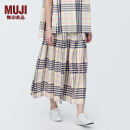 无印良品（MUJI）女式 马德拉斯格纹 宽摆裙 长半身裙女夏款裙子 BE1R2A4S 象牙色格纹 M (160/66A)