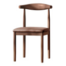益美得DMQ701简约凳子牛角靠背餐椅餐桌椅仿实木凳子 胡桃色+咖色垫皮革