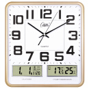 康巴丝（Compas）挂钟客厅 万年历温湿度时钟 简约石英钟表挂墙C2983 闪金 37cm