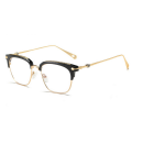 同款眼镜框 复古半框眼镜架潮人金属眼镜框 复古个性优雅眼镜架1238 FML 亮黑金 配镜1.61非球面镜片